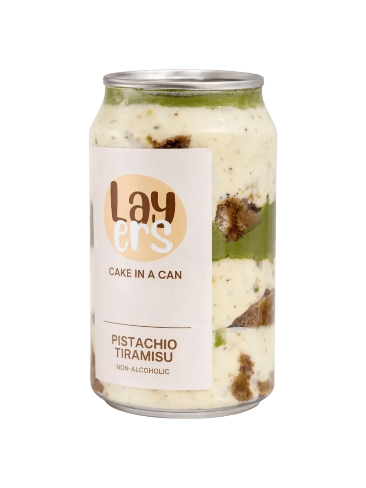Pistachio Tiramisu cake in a can